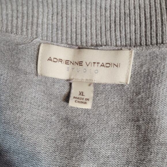 Adrienne Vittadini Gray Oversized V-Neck Sweater XL Minimalist Capsule Neutral - Picture 6 of 8